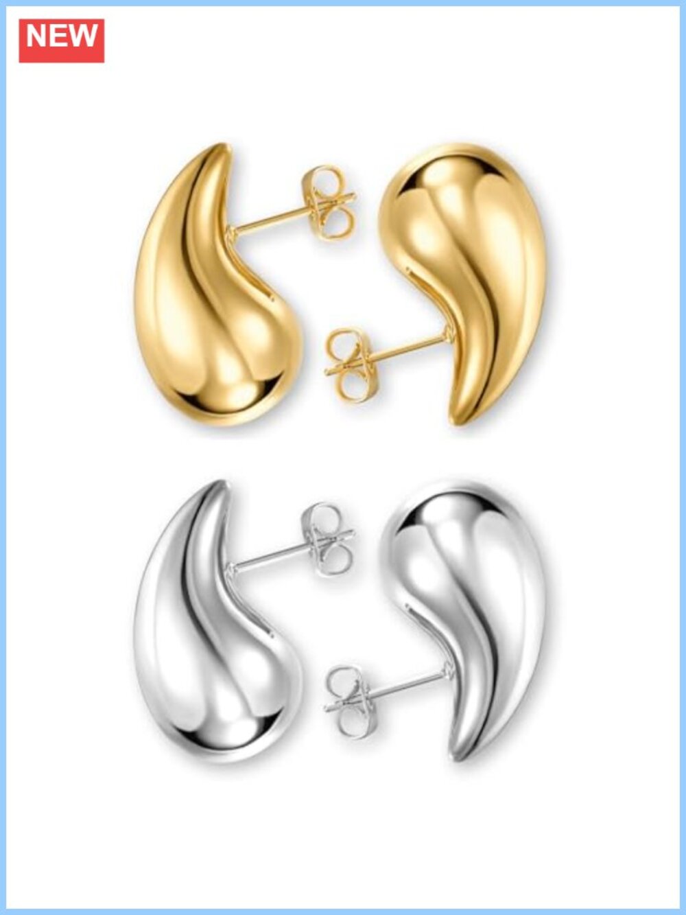 Gold Plated Copper Teardrop Hoop Earrings Water Drop Dangle Hypoallergenic